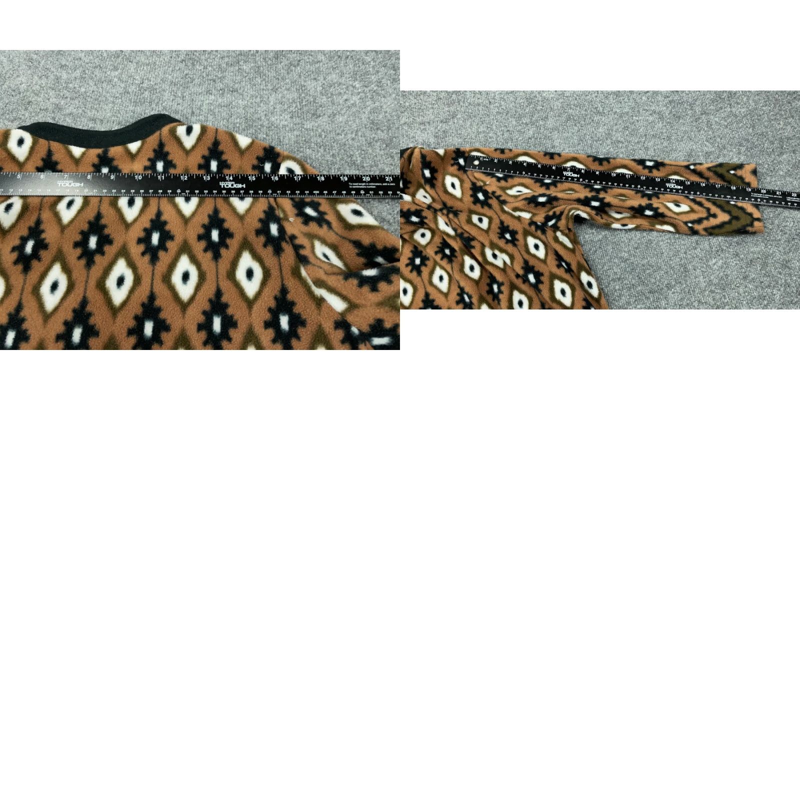 Bob Mackie Bob Mackie Brown Aztec Tribal Motif 1/2 Zip Fleece Pullover Women's Large Size L / US 10 / IT 46 - 8 Thumbnail