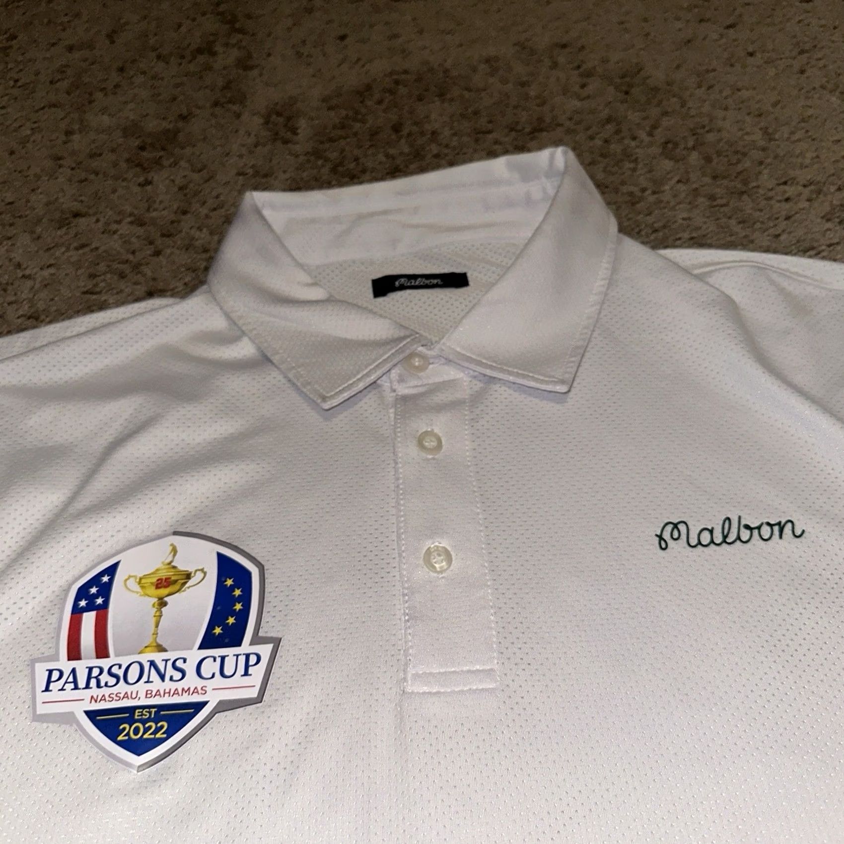 Vintage Malbon Golf Polo Shirt Mens XL Parsons Breathable Short Sleeve Knit Cotton White Logo Embroidered Button Polo Golf Size US XL / EU 56 / 4 - 3 Thumbnail