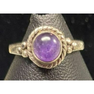 Other Vintage Silver Ring With Amethyst Gemstone - Size 6 Size ONE SIZE - 1 Thumbnail