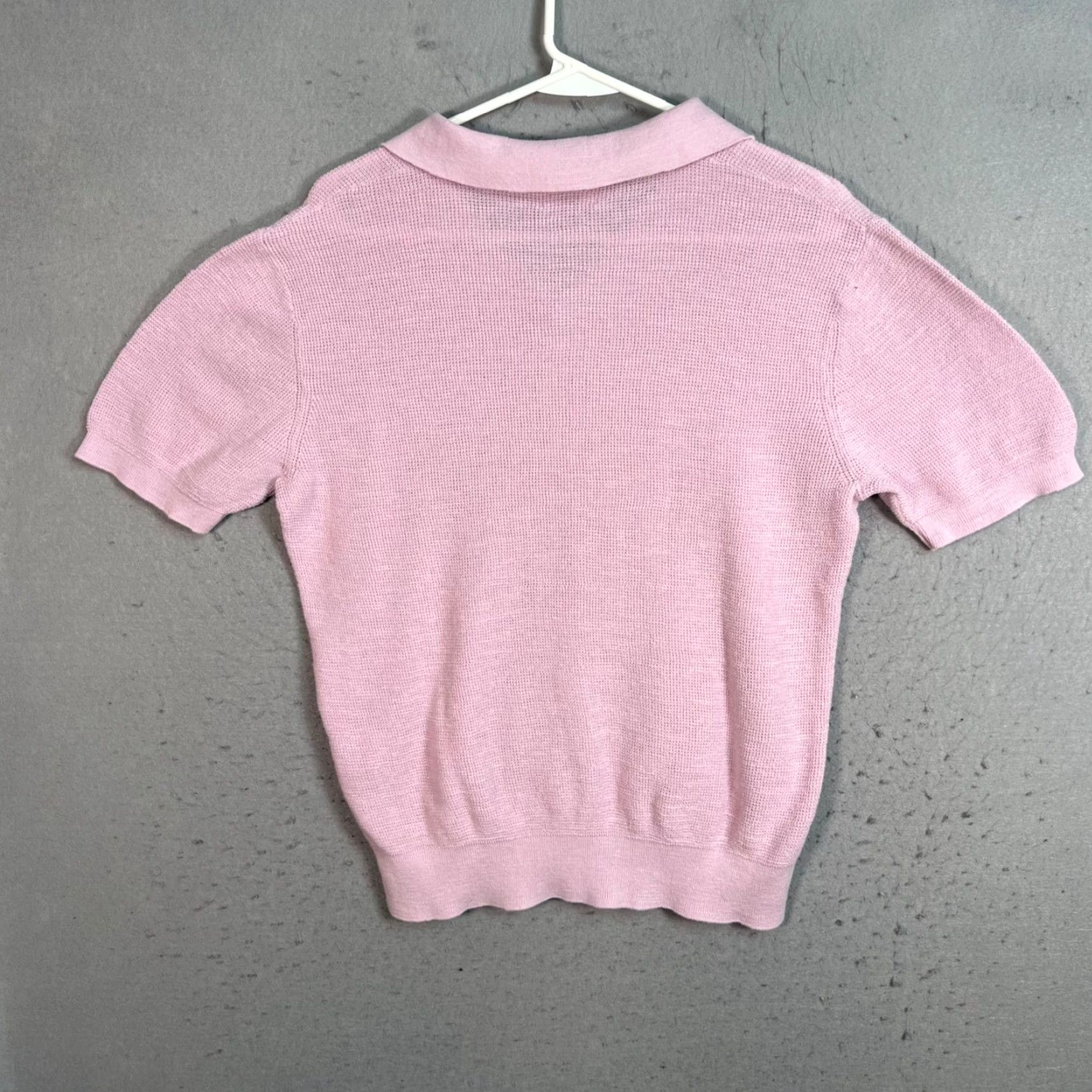 Vintage ID Menswear Polo Shirt Mens Size L Cotton Linen Blend Short Sleeve Collared Knitted Solid Pink Summer Casual Men Menswear Knit Polo 90s? Size US L / EU 52-54 / 3 - 2 Thumbnail