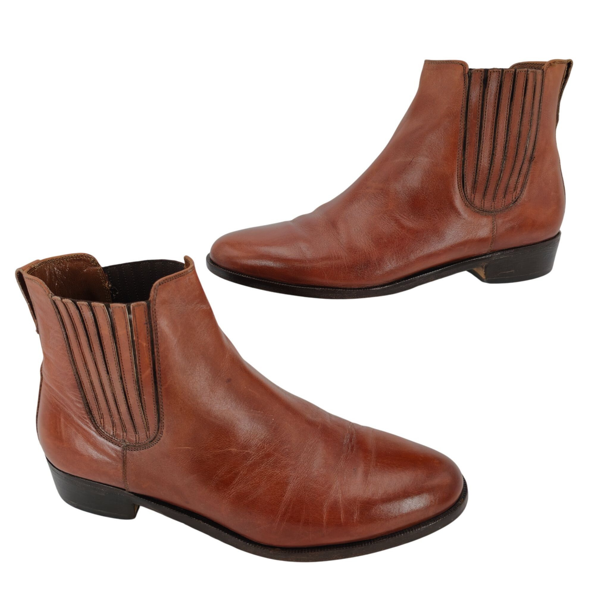 Bruno Magli Vintage Bruno Magli Mens 10.5 Brown Calfskin Leather Chelsea Size US 10.5 / EU 43-44 - 2 Thumbnail
