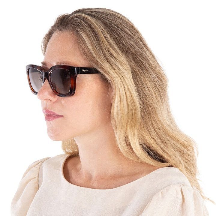 Salvatore Ferragamo Salvatore Ferragamo SF955S 214 Sunglasses Havana Square Fram Size ONE SIZE - 3 Thumbnail
