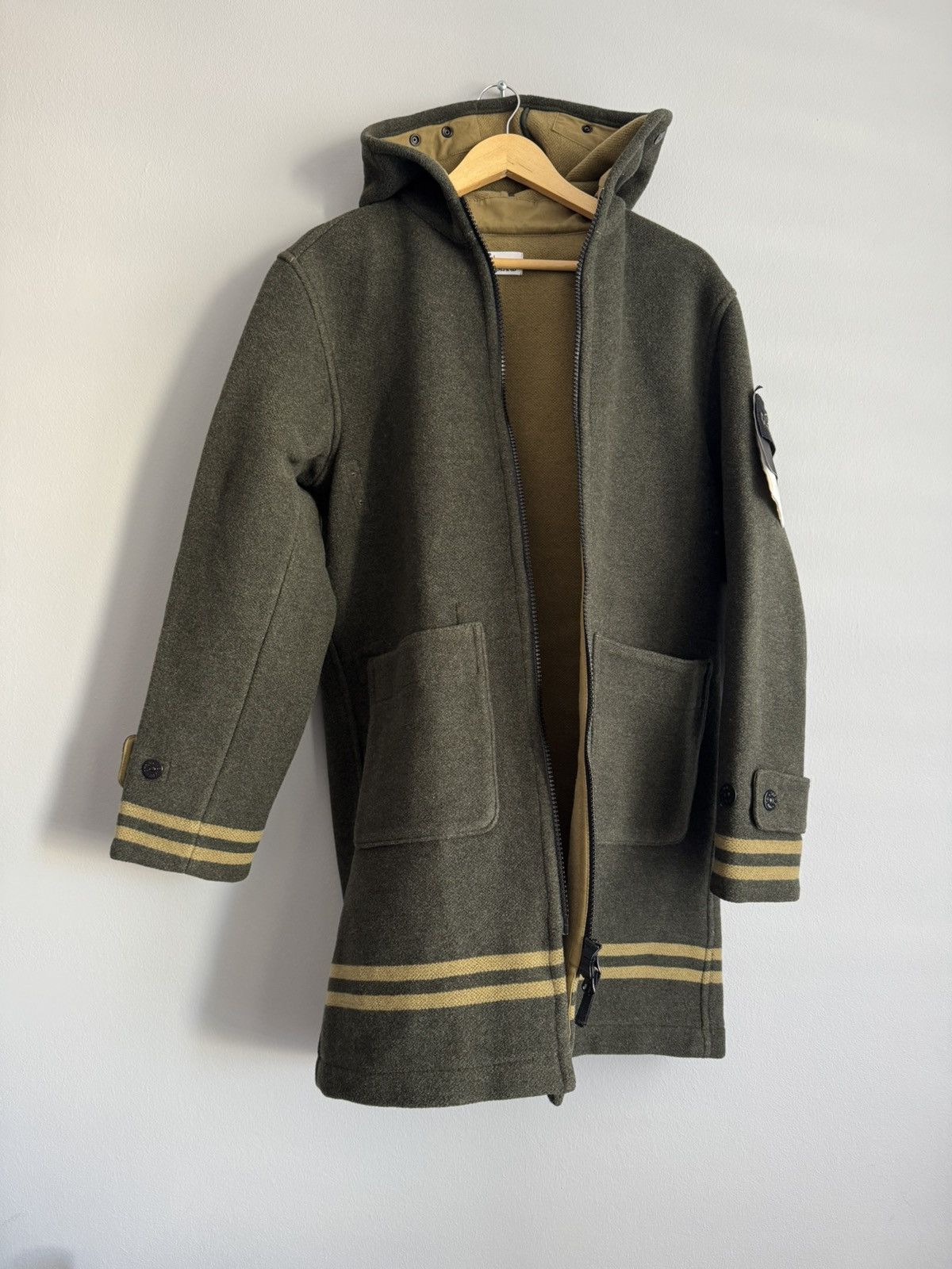 Stone Island Stone Island Panno Jacquard Wool Long Coat Green Jacket Size US S / EU 44-46 / 1 - 4 Thumbnail