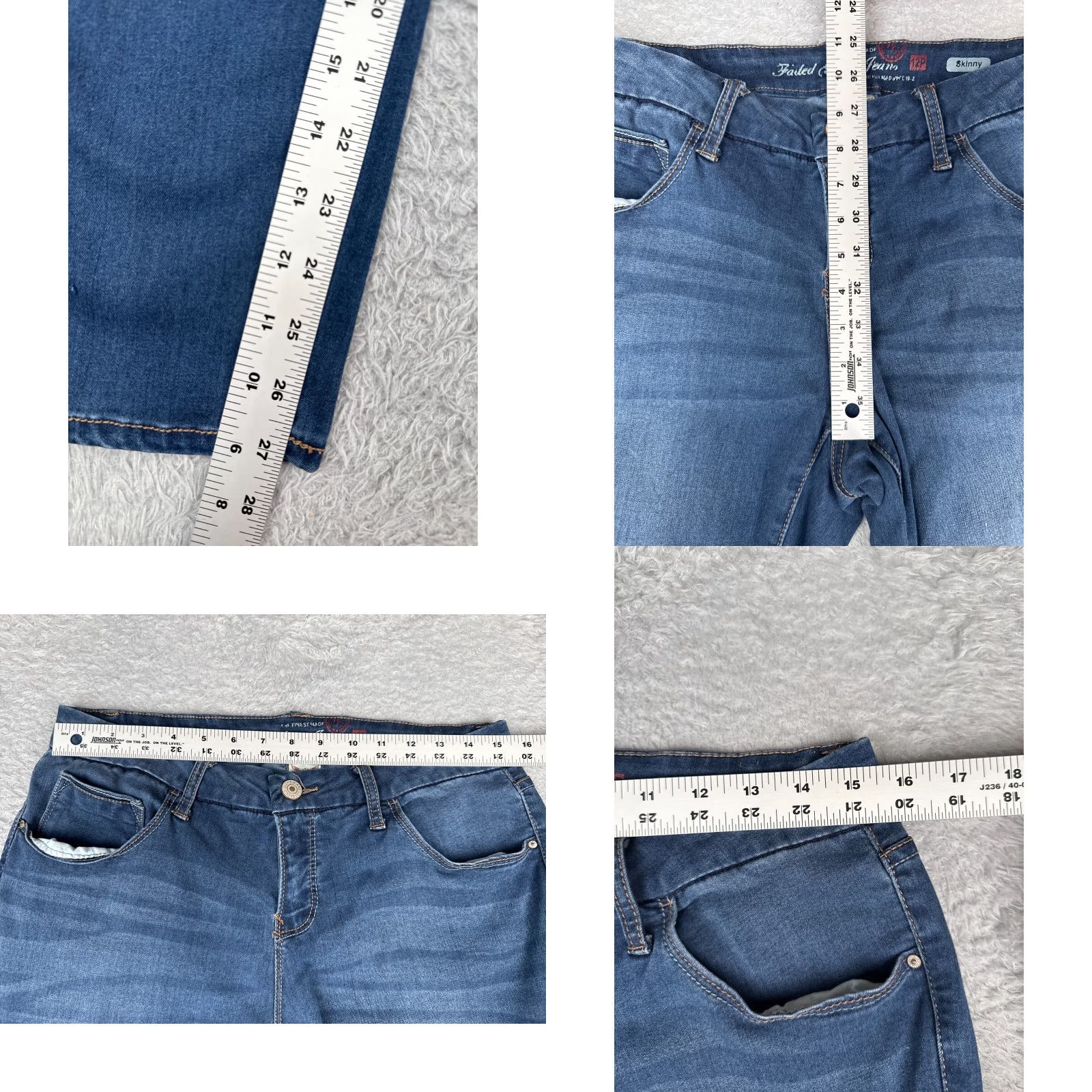 Faded Glory VINTAGE Faded Glory Jeans Women 12P Blue Skinny Mid Rise Zip 30x28 Denim Cotton Blend 5-Pocket Design Regular Womens Jeans Size 34" / US 12 / IT 48 - 8 Thumbnail