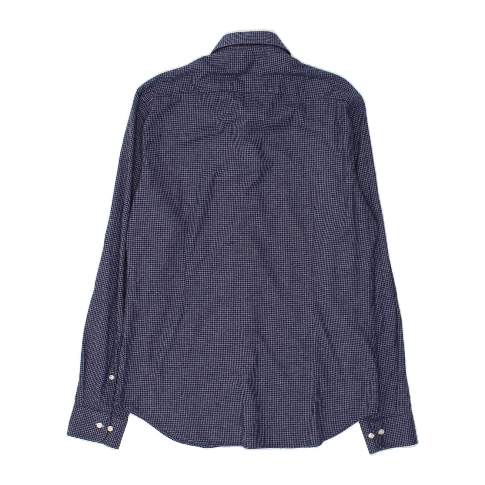 Vintage VINTAGE Mens Shirt Medium Navy Blue Gingham Cotton Slim Fit Size US M / EU 48-50 / 2 - 2 Thumbnail