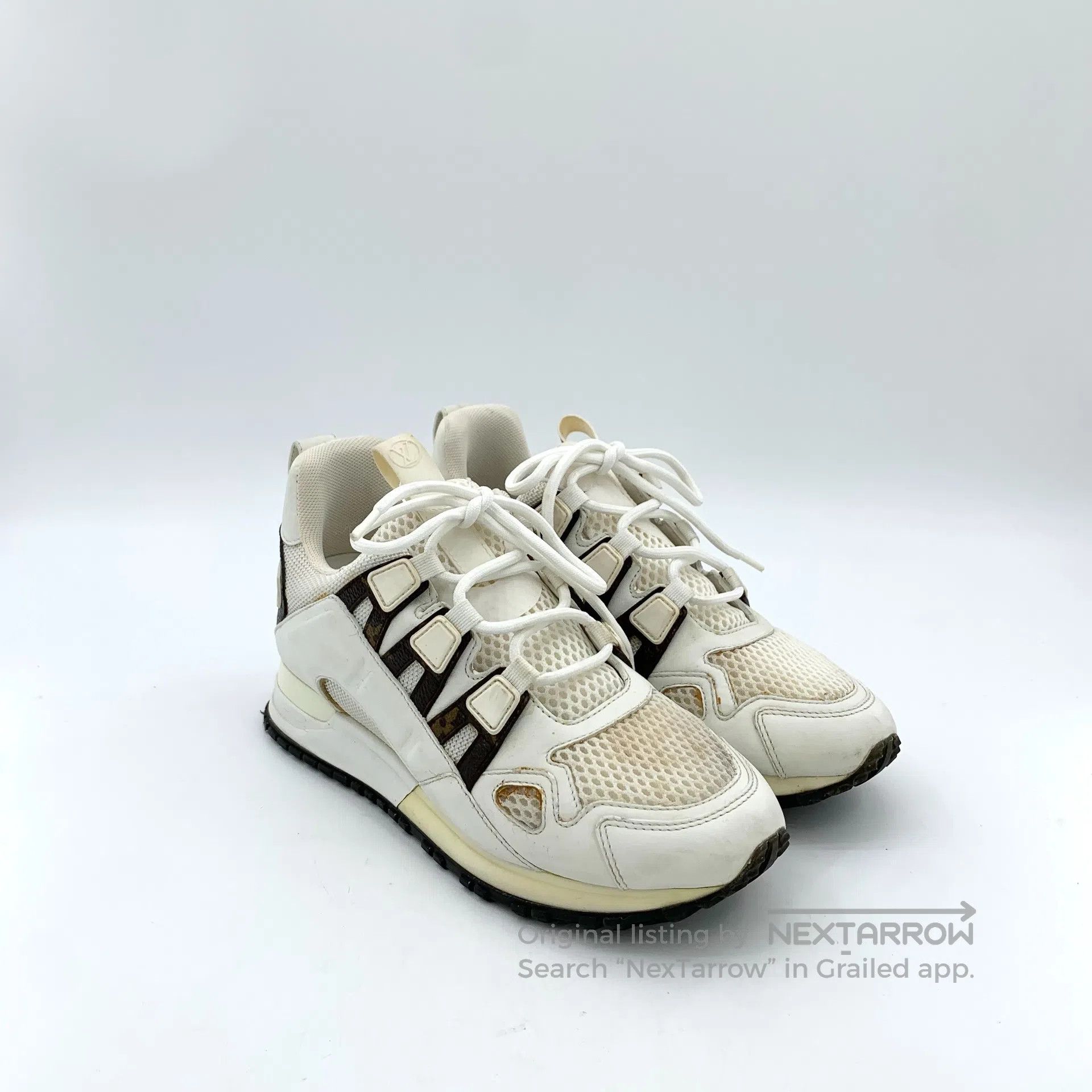 Louis Vuitton Louis Vuitton White net lace-up casual flat sneakers| Size US 4.5 / IT 34.5 - 2 Thumbnail