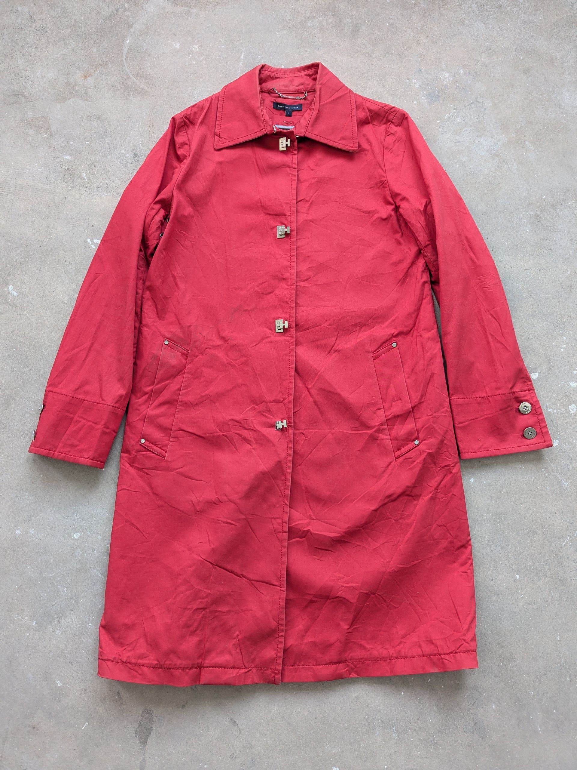 Tommy Hilfiger × Vintage Tommy Hilfiger Trench Coat Red Women Size S / US 4 / IT 40 - 1 Thumbnail