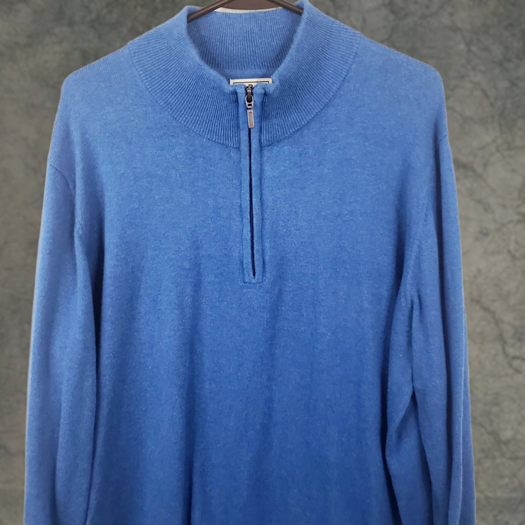 Vintage L.L.Bean Sweater Men's 1/4 Zip Mock Neck Size L Blue Cotton Cashmere Regular Fit Long Sleeve Size US L / EU 52-54 / 3 - 1 Thumbnail