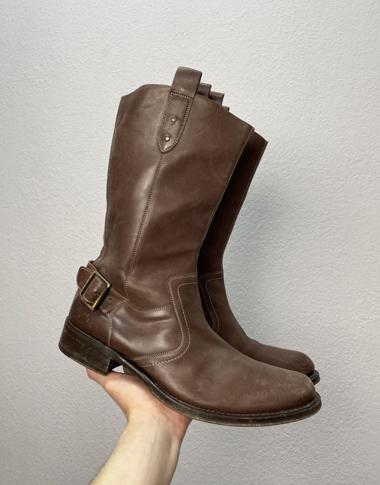 If Six Was Nine Vintage AS 98 Guidi Style High Leather Biker Boots Size US 9.5 / EU 42-43 - 2 Thumbnail