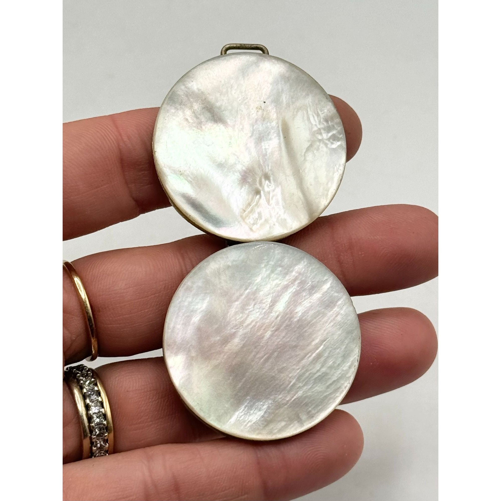 Vintage Estate mother of pearl abalone Shell belt buckle Size ONE SIZE - 3 Thumbnail