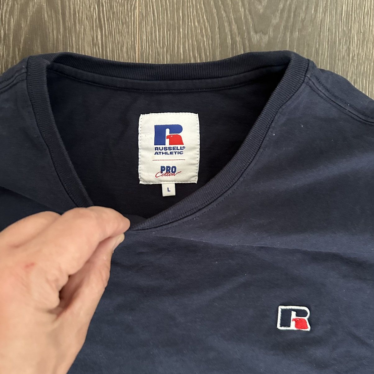 Russell Athletic Russell Athletic Navy Blue Pro Cotton Tshirt Size L Size US L / EU 52-54 / 3 - 3 Thumbnail
