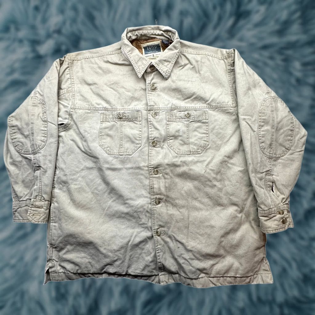 Izod VINTAGE Izod Heavy Duty Duck Canvas Lined Work Shirt Mens XL Beige Long Sleeve Size US XL / EU 56 / 4 - 1 Thumbnail