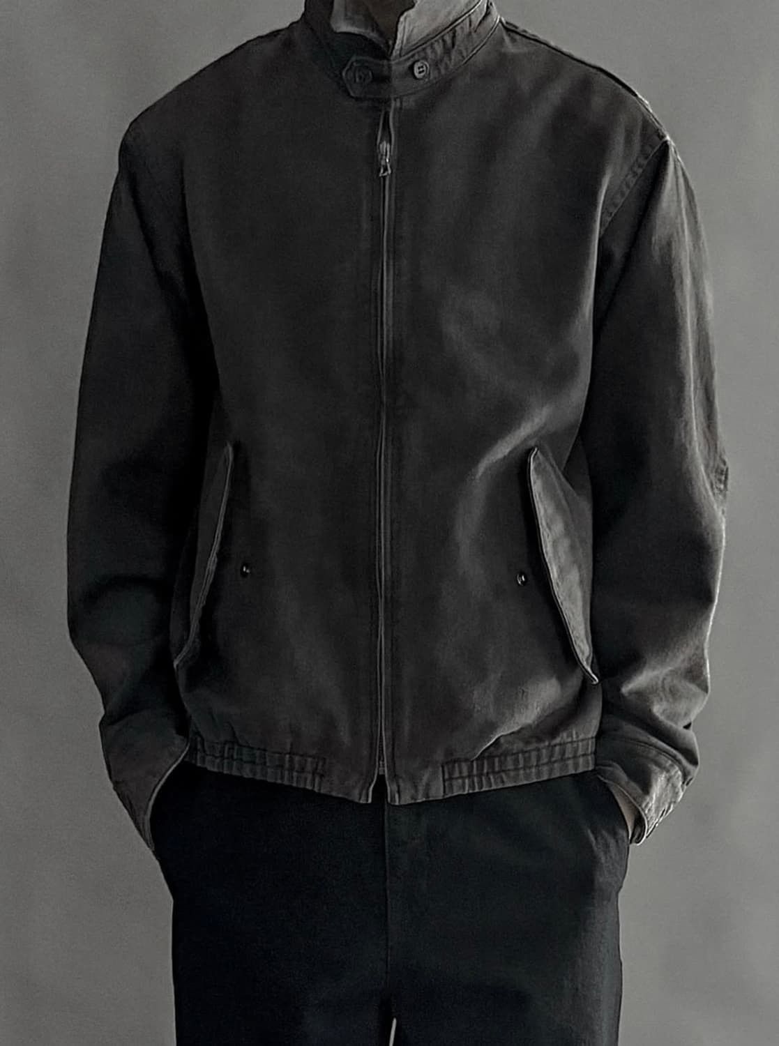 Vuja De Dark Grey Leon Cotton Cashmere Drizzler Jacket