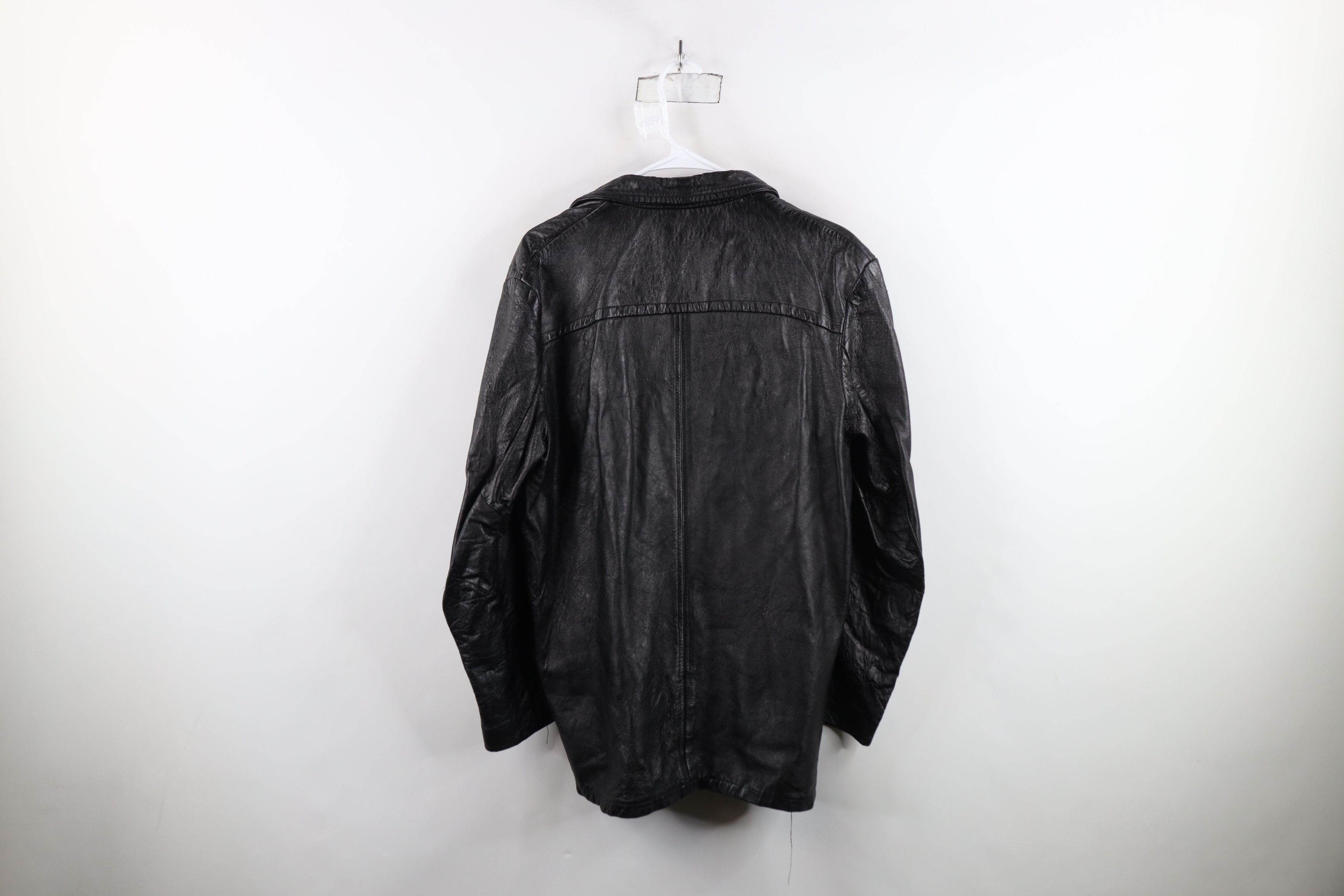 Vintage Vintage 70s Streetwear Full Button Leather Jacket Black Size US L / EU 52-54 / 3 - 14 Thumbnail