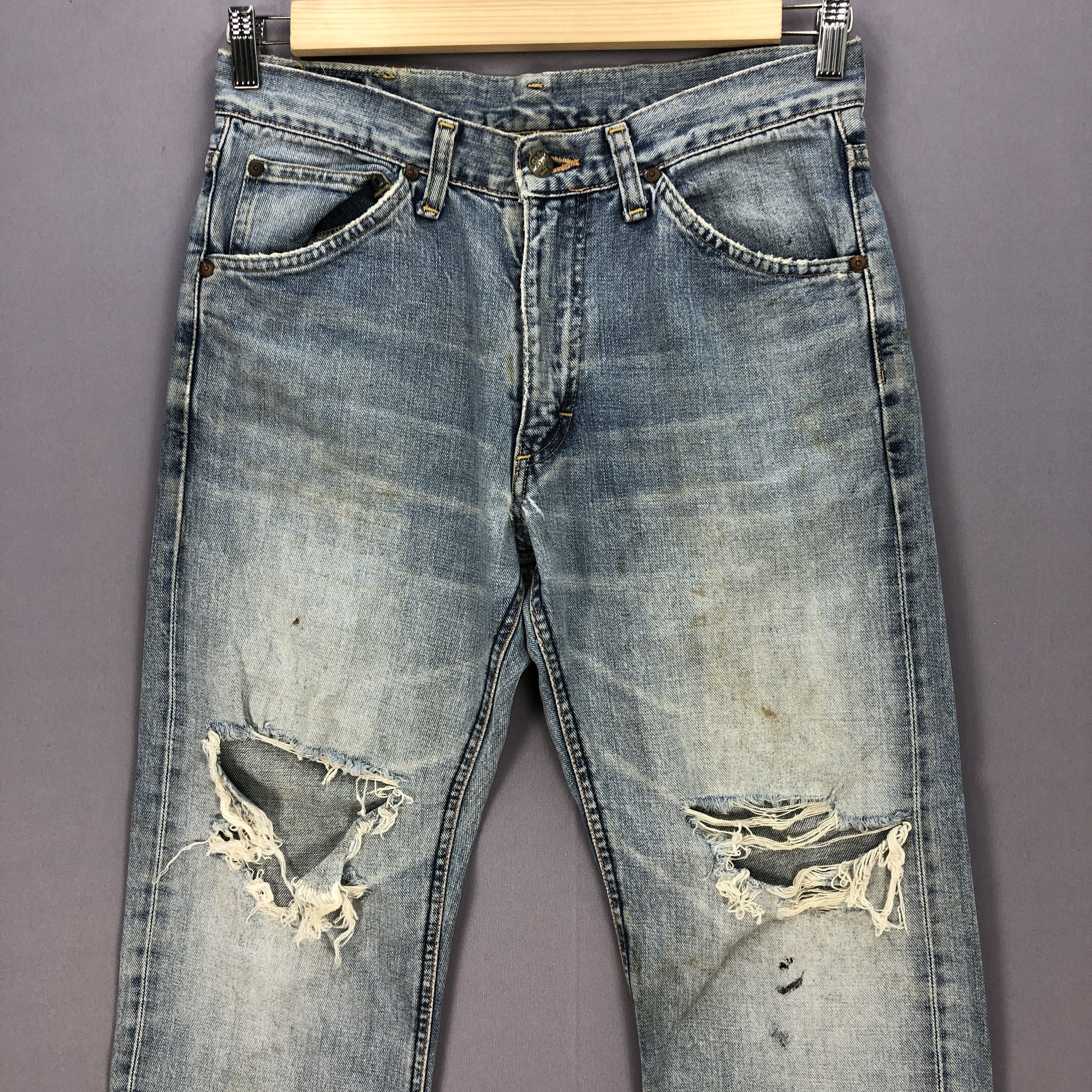 Lee Vintage 80's Lee Selvedge Jeans Lee Distressed Faded Denim Size US 30 / EU 46 - 3 Thumbnail