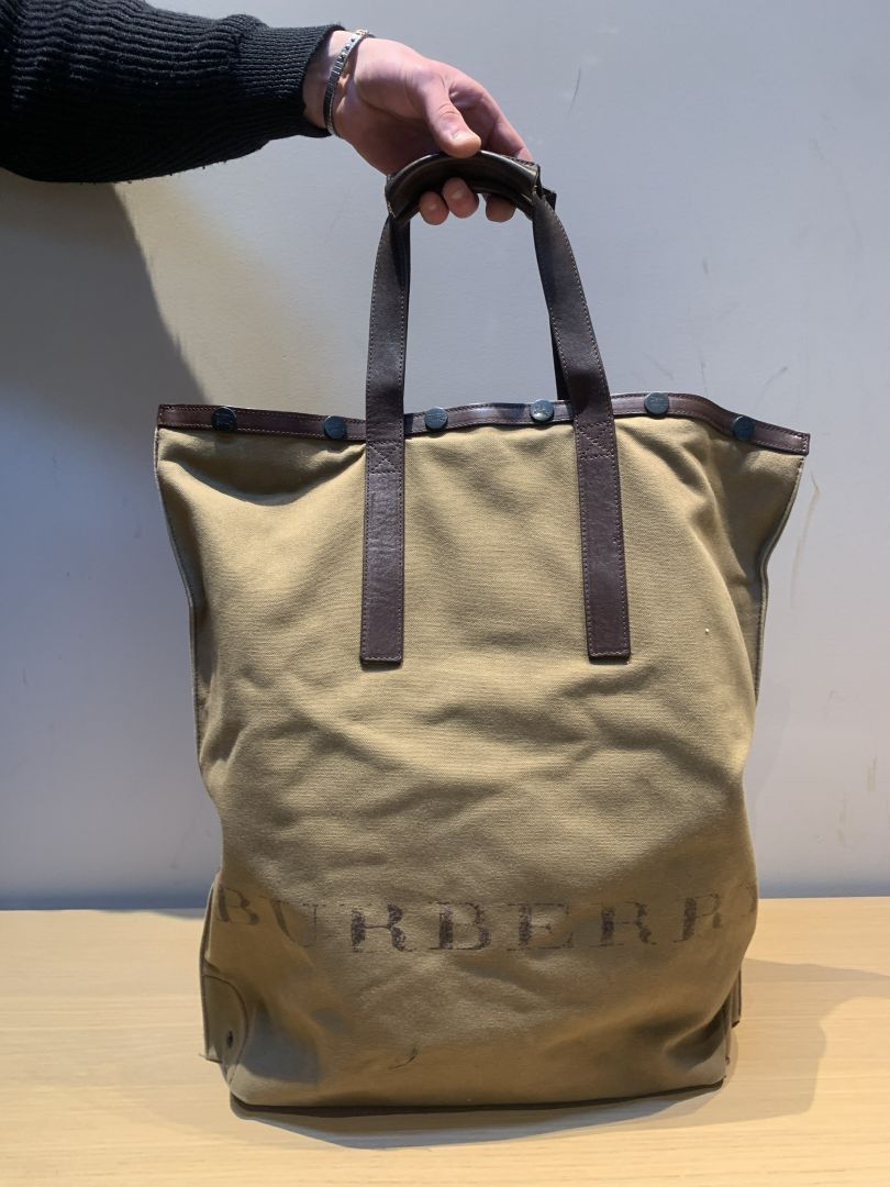 Burberry Vintage Burberry Canvas & Leather Tote Bag - Tan/Beige Size ONE SIZE - 1 Thumbnail