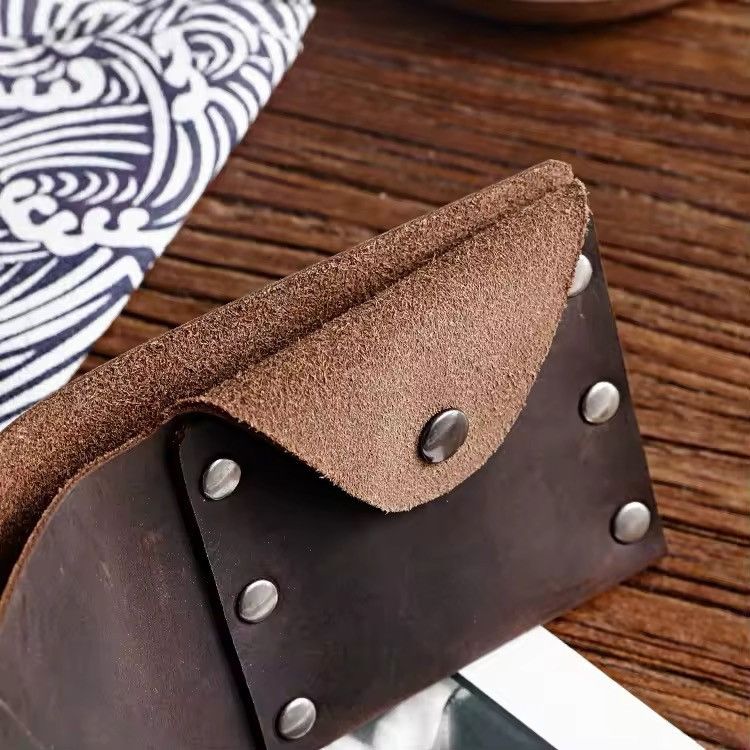 Leather Handmade Real Genuine Leather Brow Wallet Size ONE SIZE - 6 Thumbnail