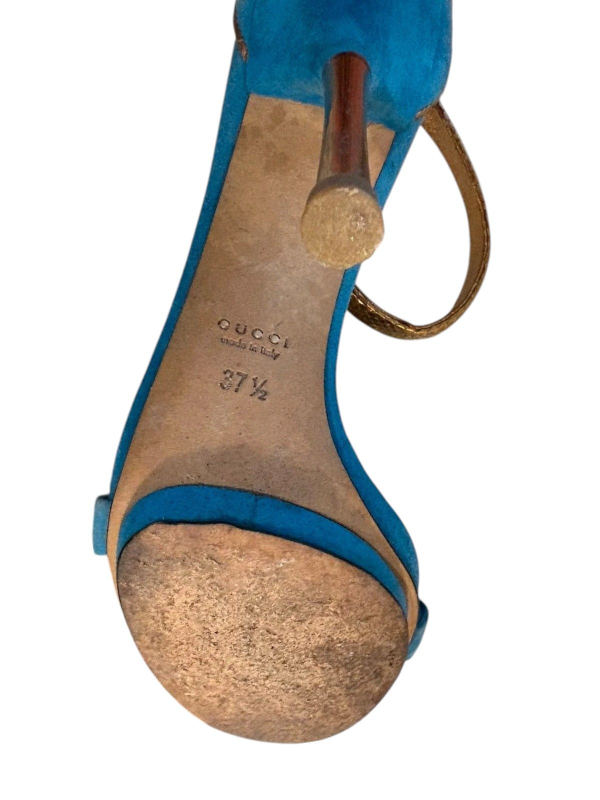 Gucci × Tom Ford Tom Ford Gucci Blue Suede and Gold Snakeskin Sandals Size US 7.5 / IT 37.5 - 5 Thumbnail