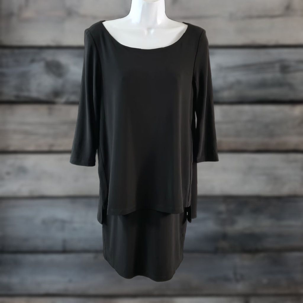 Joseph Ribkoff Joseph Ribkoff Womens Tunic Dress Solid Black Layered Long Sleeve Size 8 - Regular, Short Dress Length, Pullover, Shift Style, Black, Womens, Dress Size M / US 6-8 / IT 42-44 - 1 Thumbnail