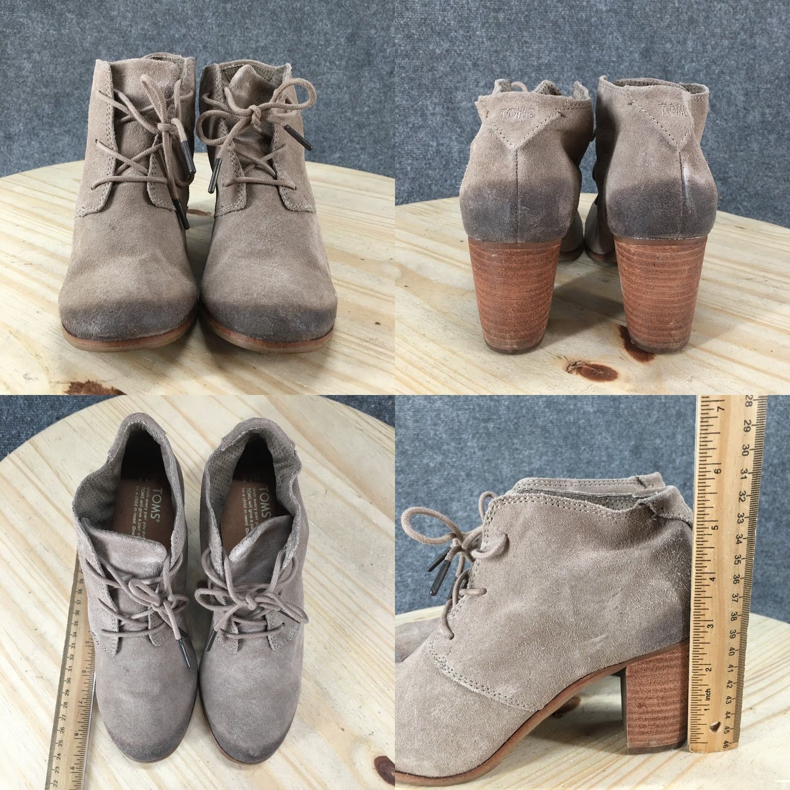 Toms Toms Boots Womens 7.5 Lunata Ankle Bootie Taupe Lace Up Round Toe Block Heels Boots Size US 8 / IT 38 - 8 Thumbnail