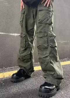 Japanese Brand VIBE Retro multi-pocket straight-leg loose casual overalls Size US 32 / EU 48 - 6 Thumbnail
