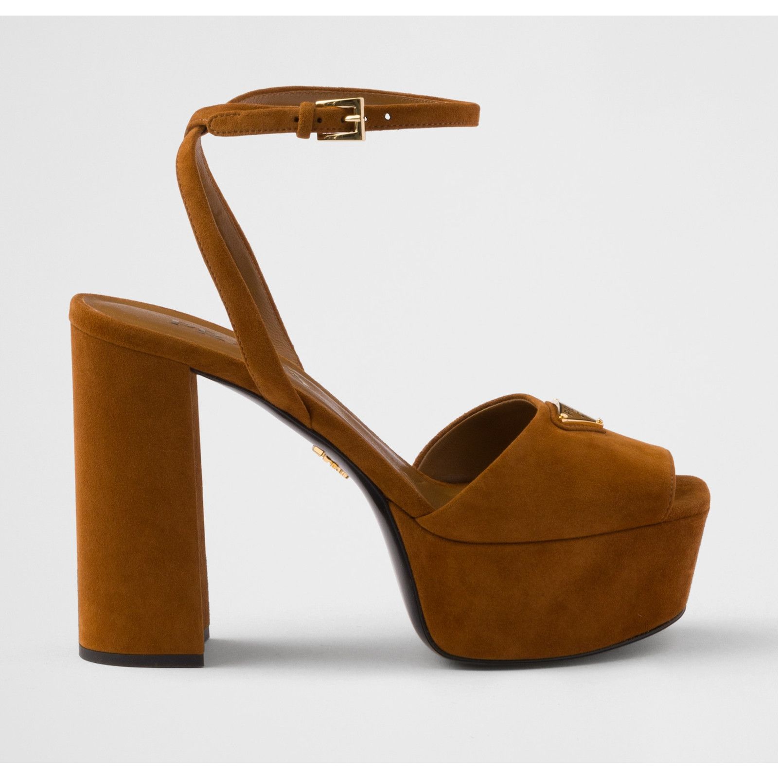 Prada Prada 115mm Cognac Brown Suede Platform Sandal 38.5 Size US 8.5 / IT 38.5 - 3 Thumbnail