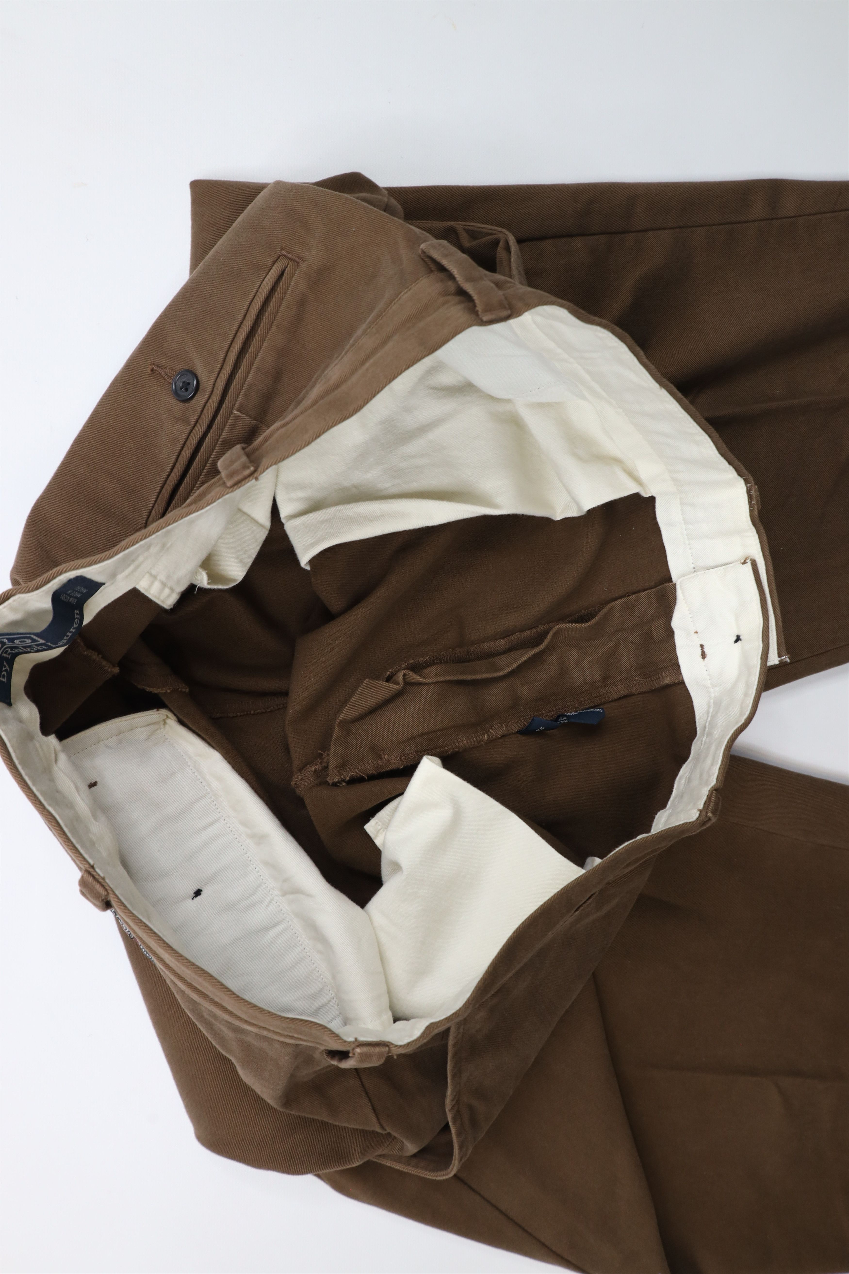 Ralph Lauren × Vintage Vintage 90s Ralph Lauren Wide Leg Chino Pants Brown Cotton Size US 36 / EU 52 - 9 Thumbnail