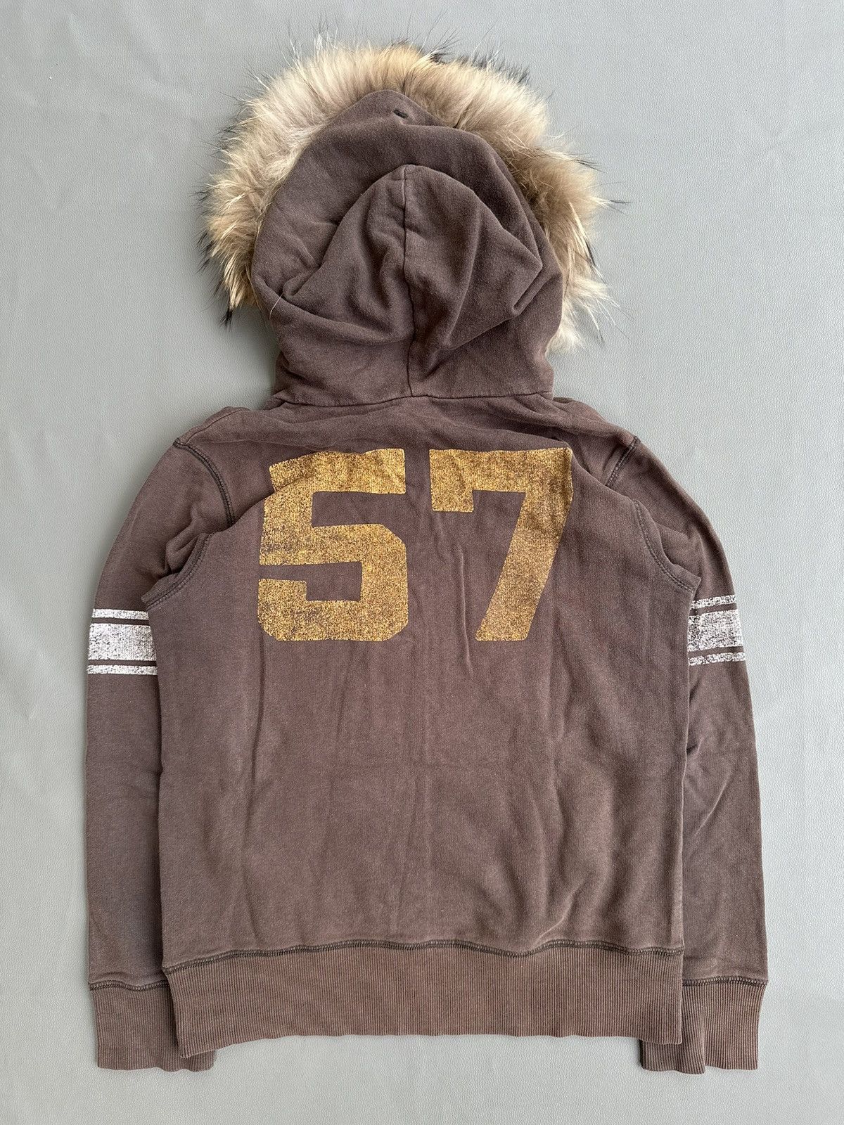 Japanese Brand × Vintage OFFICIAL TEAM 150 NUMBER 57 DISTRESSED FADED FUR HOODIE Size US S / EU 44-46 / 1 - 2 Thumbnail
