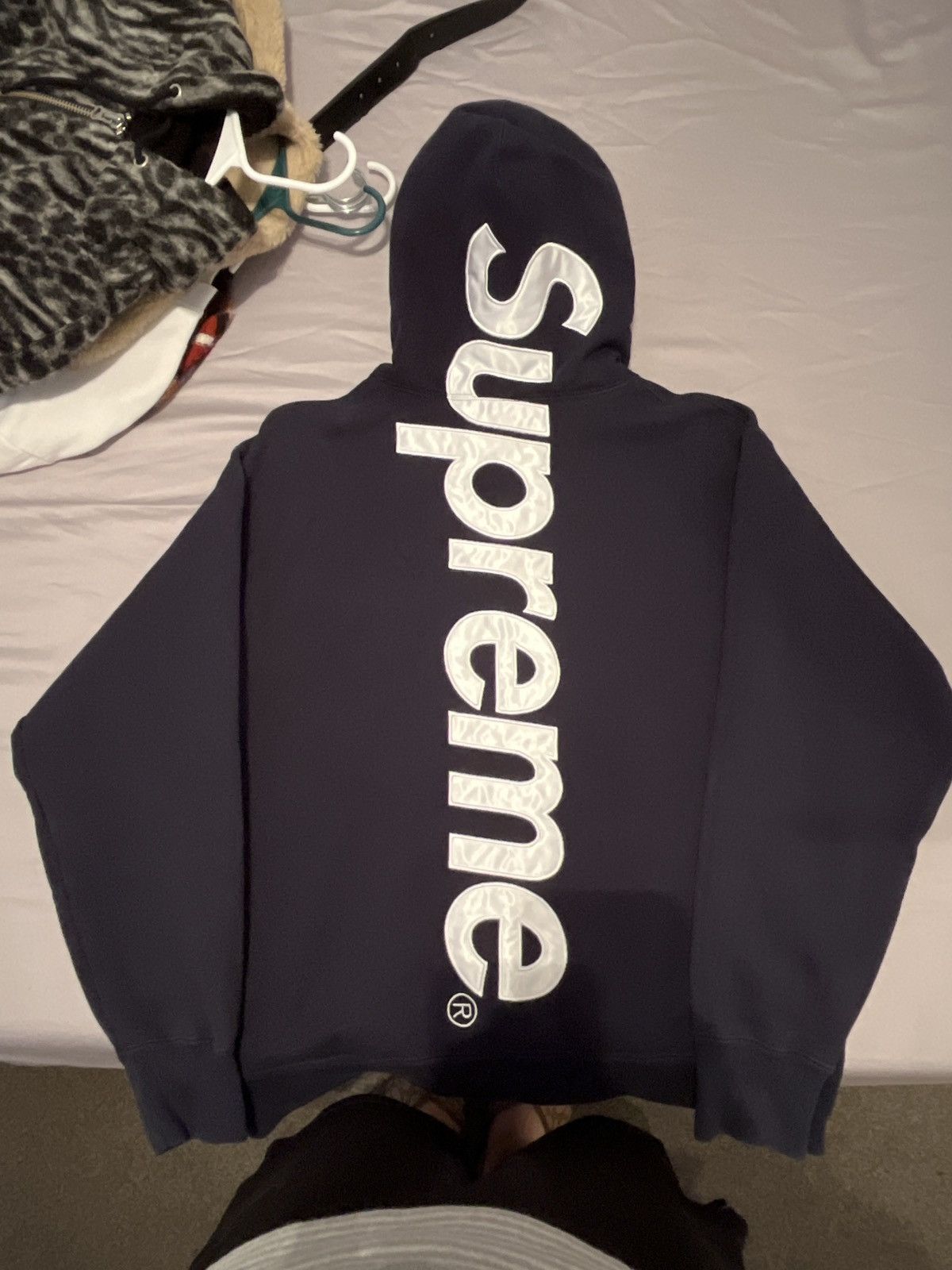 Supreme Supreme Satin Appliqué Hooded Sweatshirt | Grailed