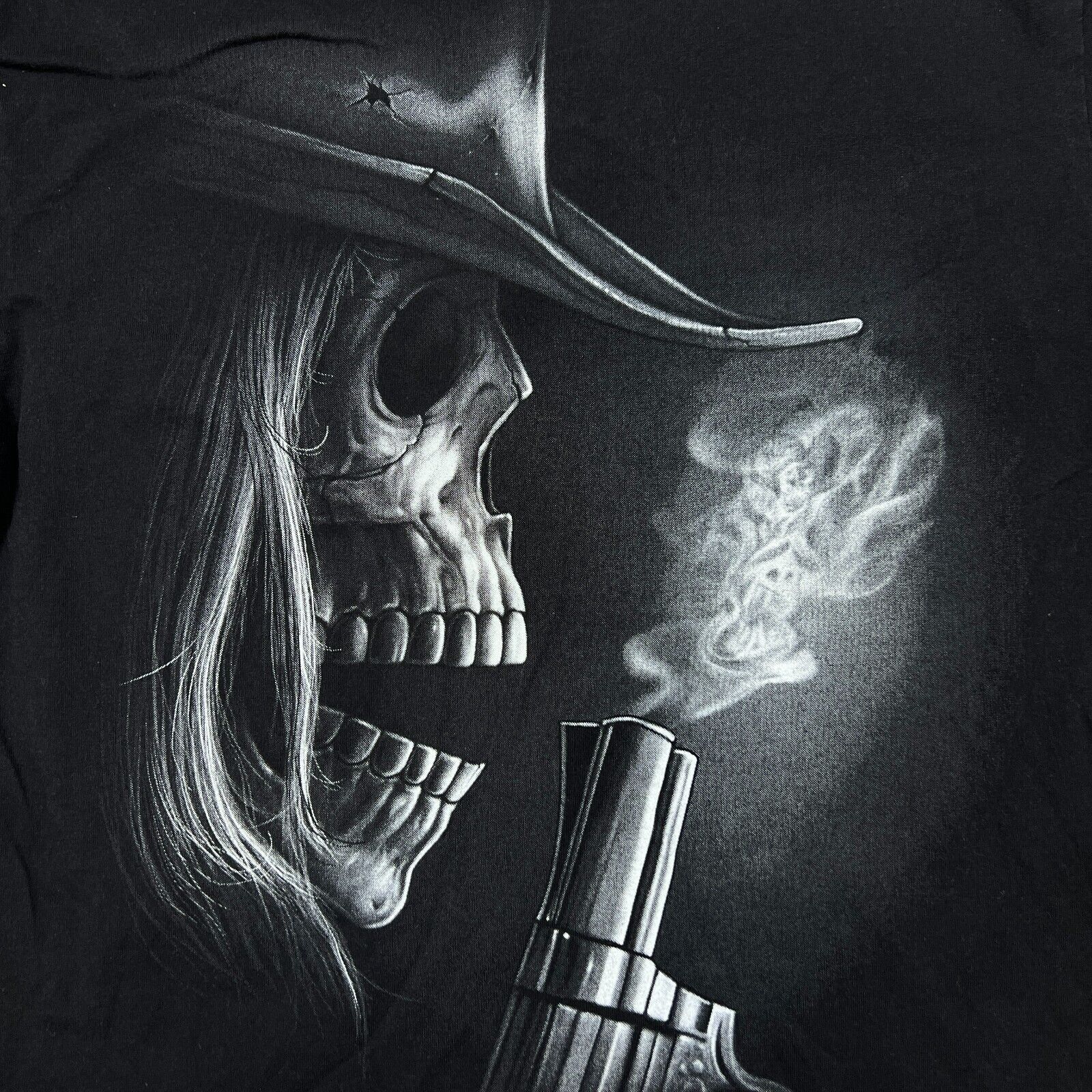 Vintage Vintage Skull Cowboy T Shirt Large Double Sided Graphic Tee Size US L / EU 52-54 / 3 - 4 Thumbnail