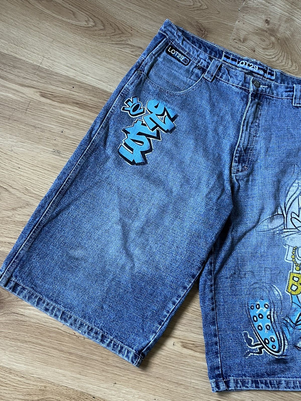 JNCO × Southpole Jorts Shorts Baggy Faded Blue Jeans Vintage Lot 29 Size US 34 / EU 50 - 3 Thumbnail