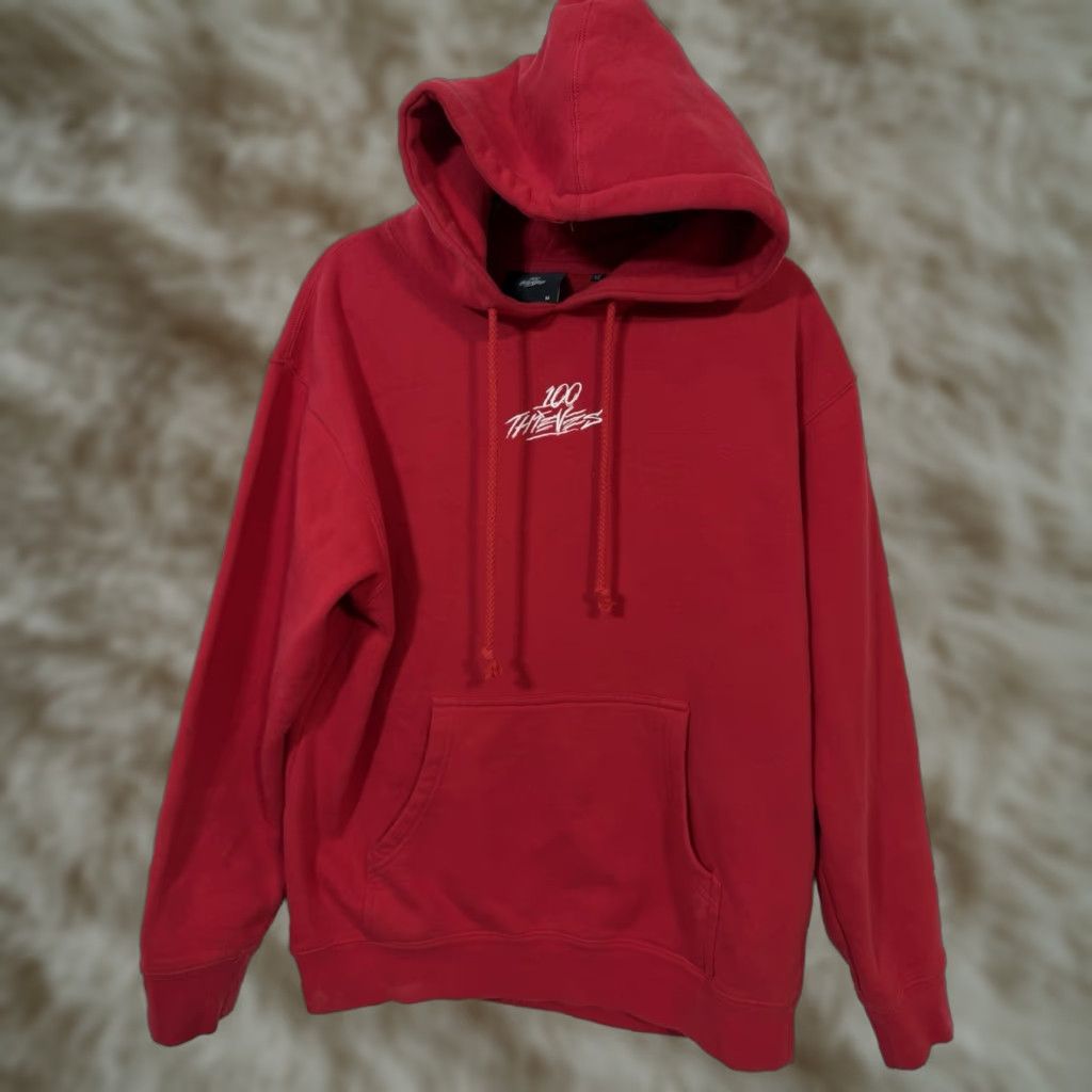 100 Thieves 100 Thieves Essentials Hoodie Red Embroidered Men's Size M Drawstring Hoodie Size US M / EU 48-50 / 2 - 1 Thumbnail