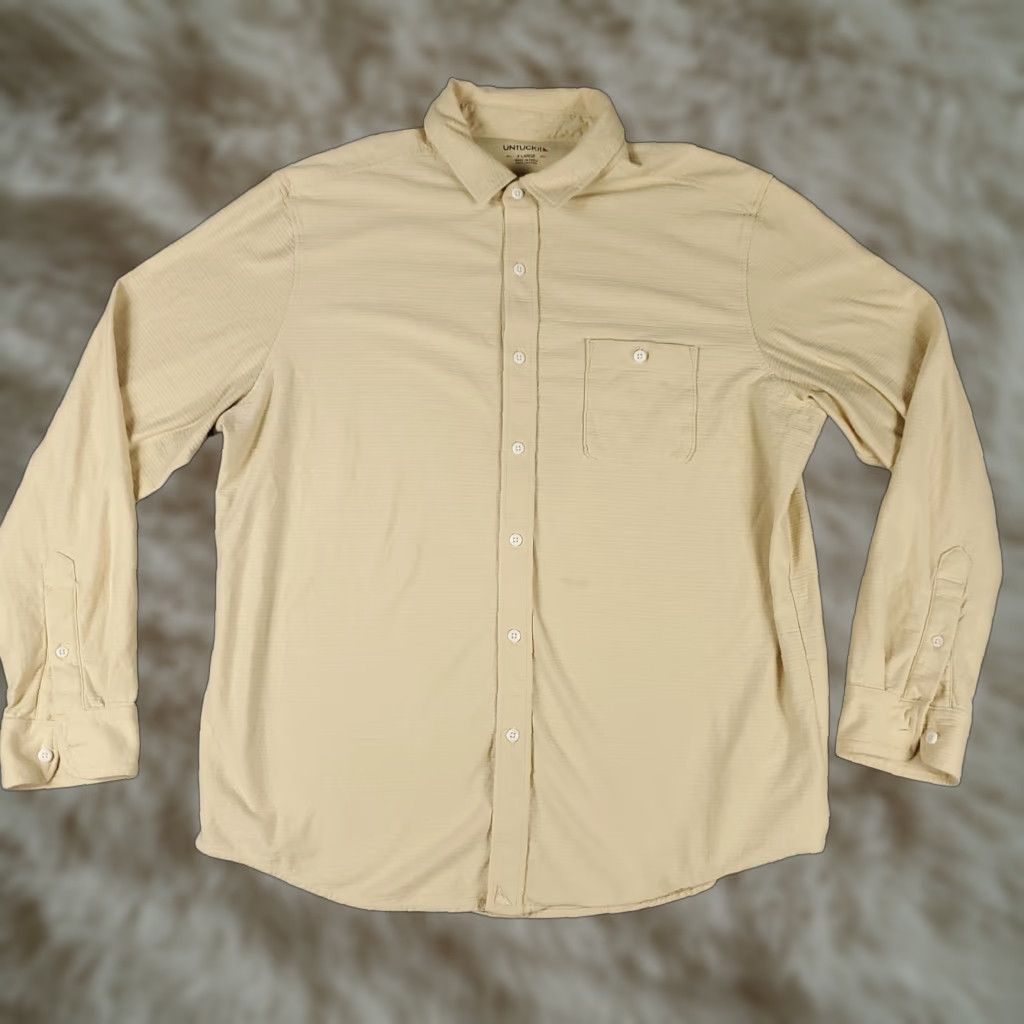 UNTUCKit UNTUCKit Shirt Mens XL Ivory Thick Fabric Button-Up Long Sleeve Casual Formal Workwear Size US XL / EU 56 / 4 - 1 Thumbnail