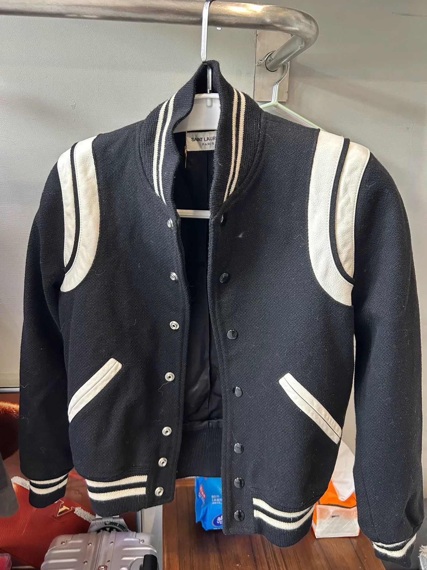 Saint Laurent Paris Saint Laurent Striped Varsity Jacket Size XS / US 0-2 / IT 36-38 - 1 Thumbnail