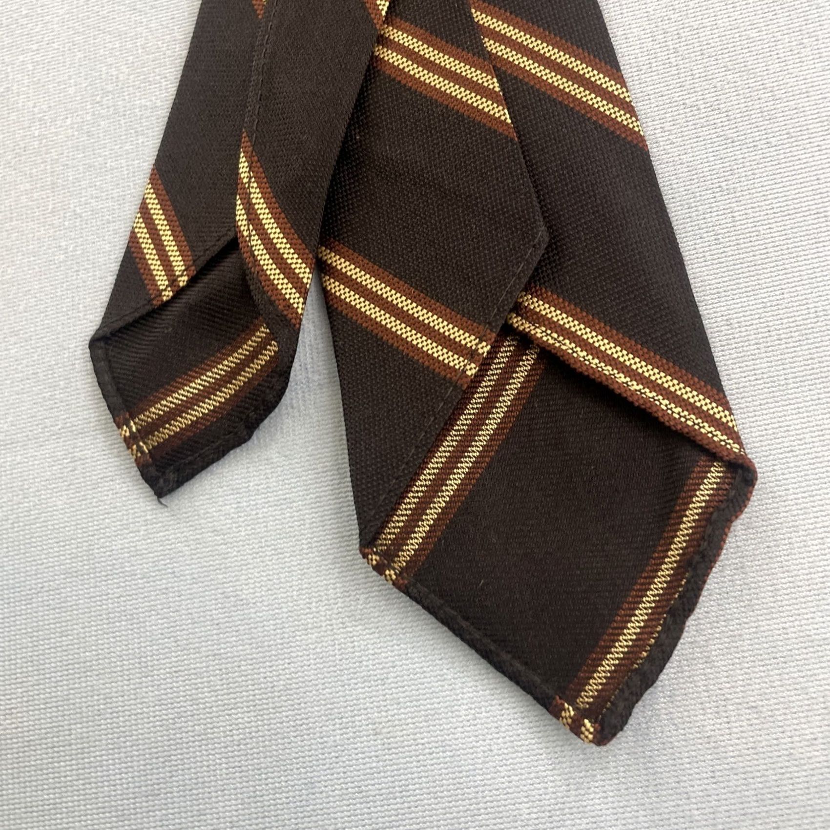 Arrow Vtg 60s 70s Repp Stripe Tie Woven Poly Navy Brown Exec Narrow Cravat 2.5x55 Capsule Necktie Mens Size ONE SIZE - 6 Thumbnail