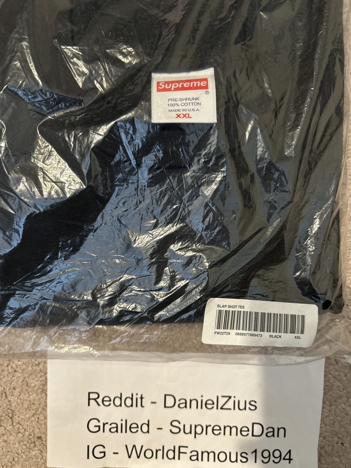Supreme Supreme Slap Shot Tee 'Black' Size US XXL / EU 58 / 5 - 2 Thumbnail