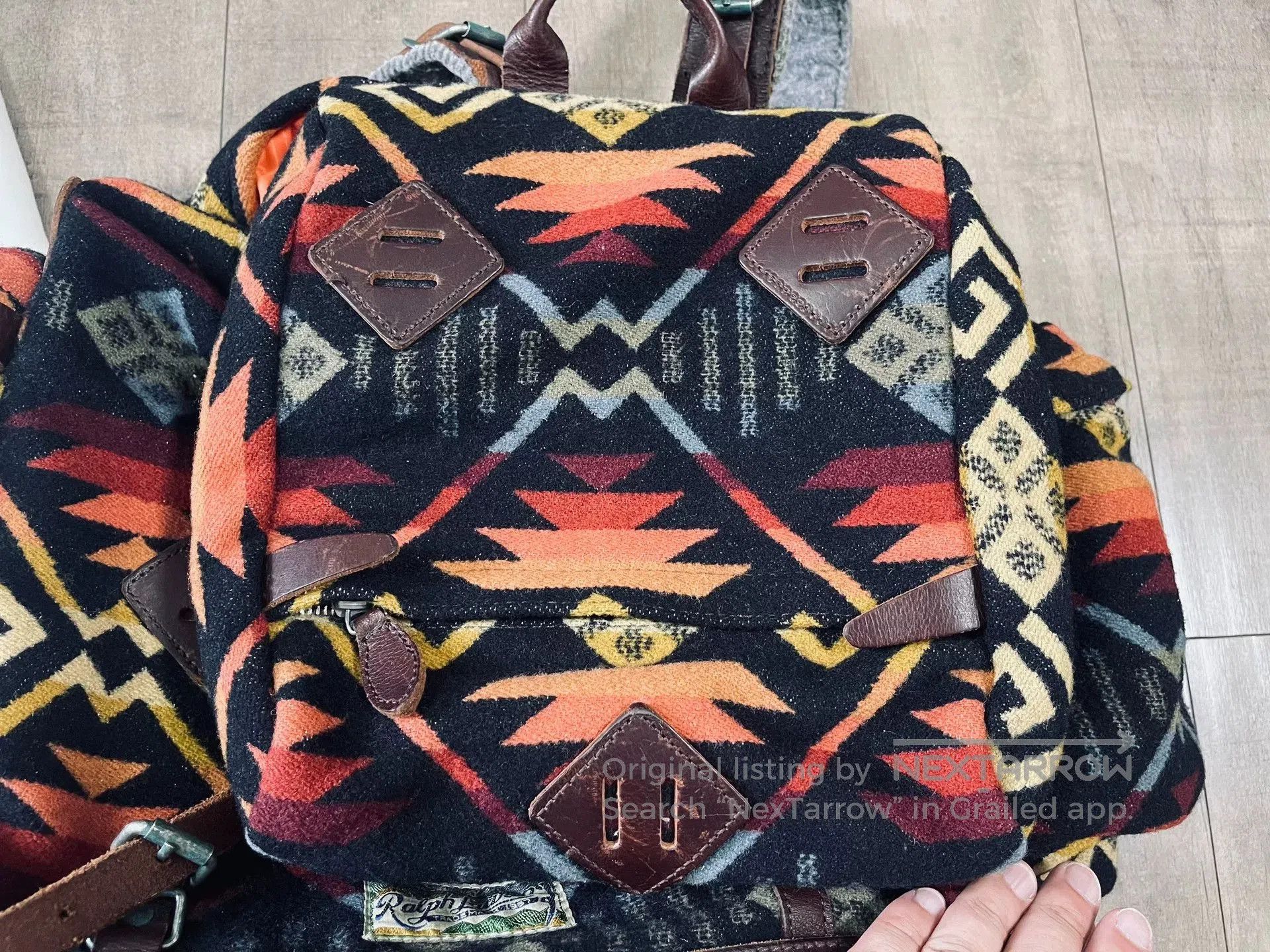 RRL Ralph Lauren Ralph Lauren Navajo Patchwork Leather Backpack. Size ONE SIZE - 5 Thumbnail