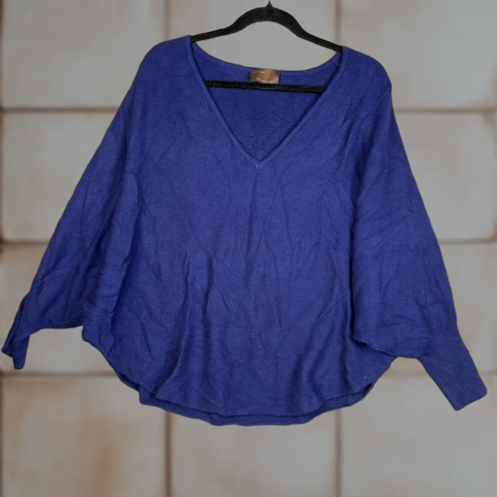 Vintage KERISMA Shirt Women Blue Long Sleeve Tunic Top V Neck S/M Size S / US 4 / IT 40 - 1 Thumbnail
