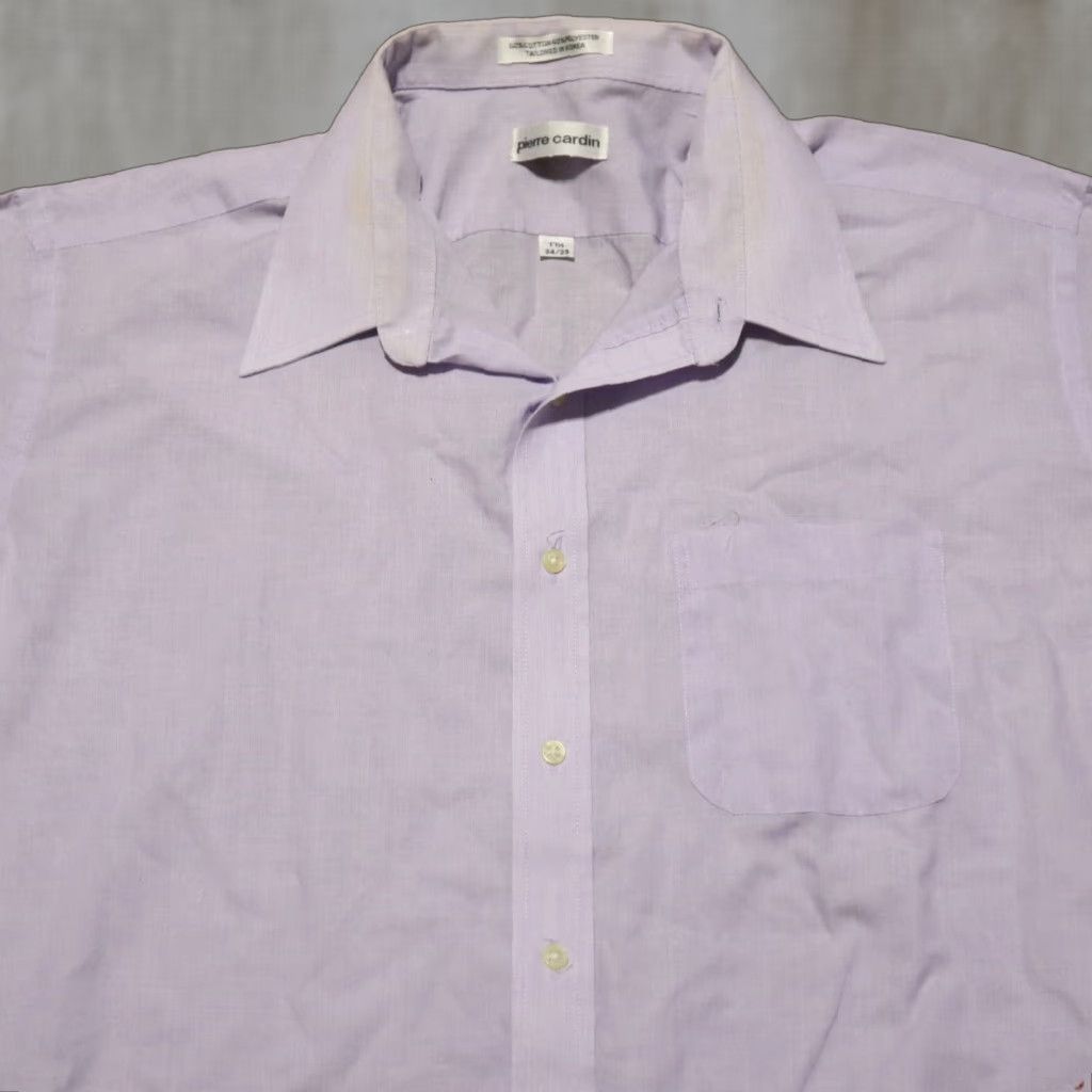 Pierre Cardin Pierre Cardin Button-Up Shirt Solid Purple Long Sleeve Men's Size 17.5 34/35 Casual Designer Size US XL / EU 56 / 4 - 1 Thumbnail