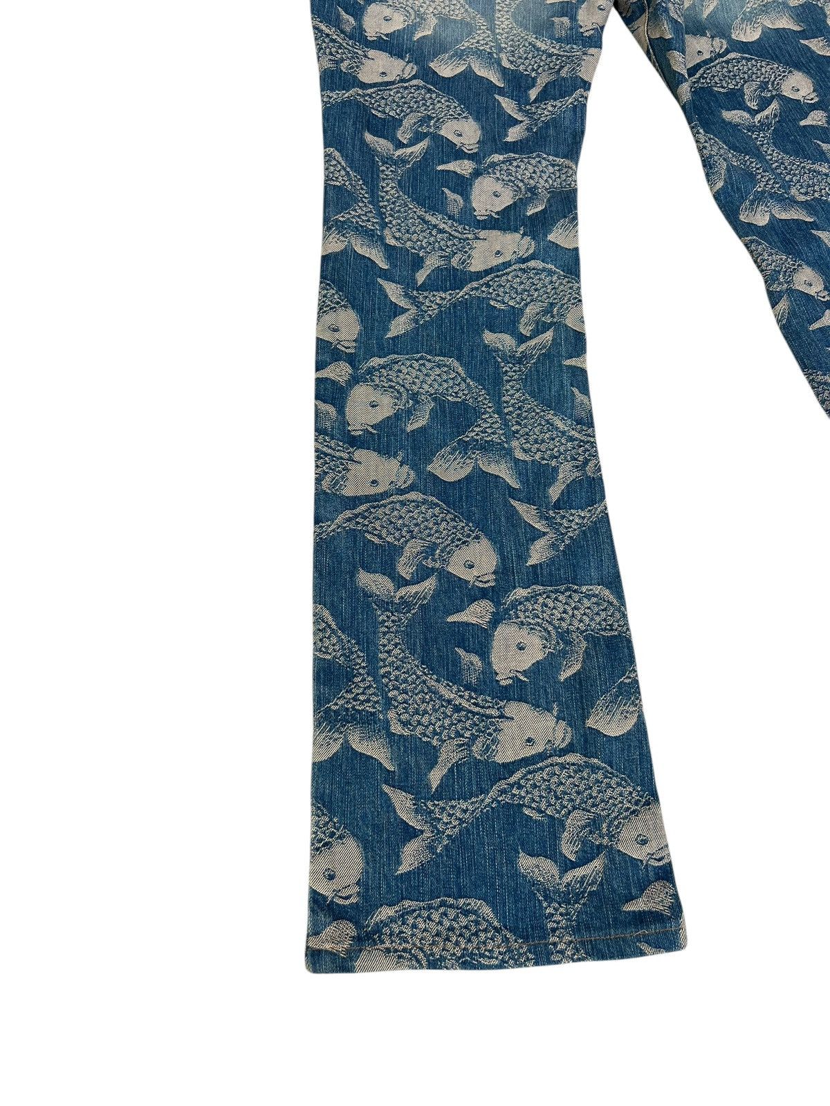 Karakuri Tamashii Mud Mash Mania Japan Embroidery Koi Fish Denim Flare Jeans Size US 29 - 15 Thumbnail
