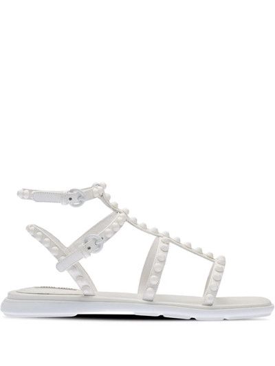 Miu Miu o1la1rc1a0724 Flat Sandals in White Size US 9 / IT 39 - 1 Thumbnail