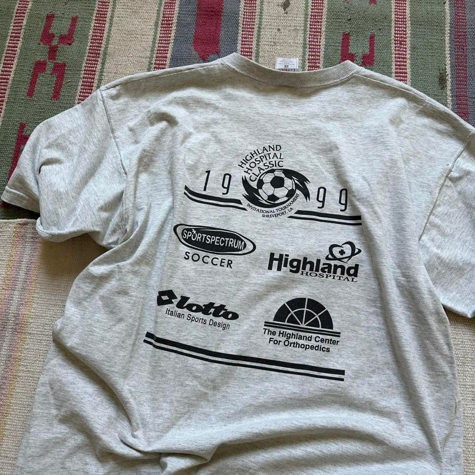 Vintage Vintage 1999 Grey Faded Soccer Classic Graphic Tee Shirt Size US L / EU 52-54 / 3 - 7 Thumbnail