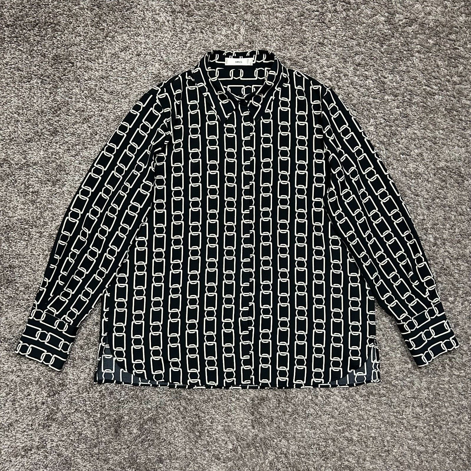 Mango MNG by Mango Chainlink Shirt Long Sleeve Button Up Blouse 6 Size M / US 6-8 / IT 42-44 - 8 Thumbnail
