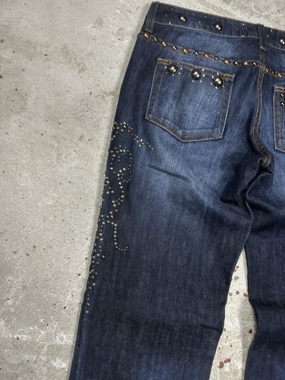 Just Cavalli AW2010 Just Cavalli Studed Jeans Washed Flare Bootcut Denim Size 27" / US 4 / IT 40 - 18 Thumbnail