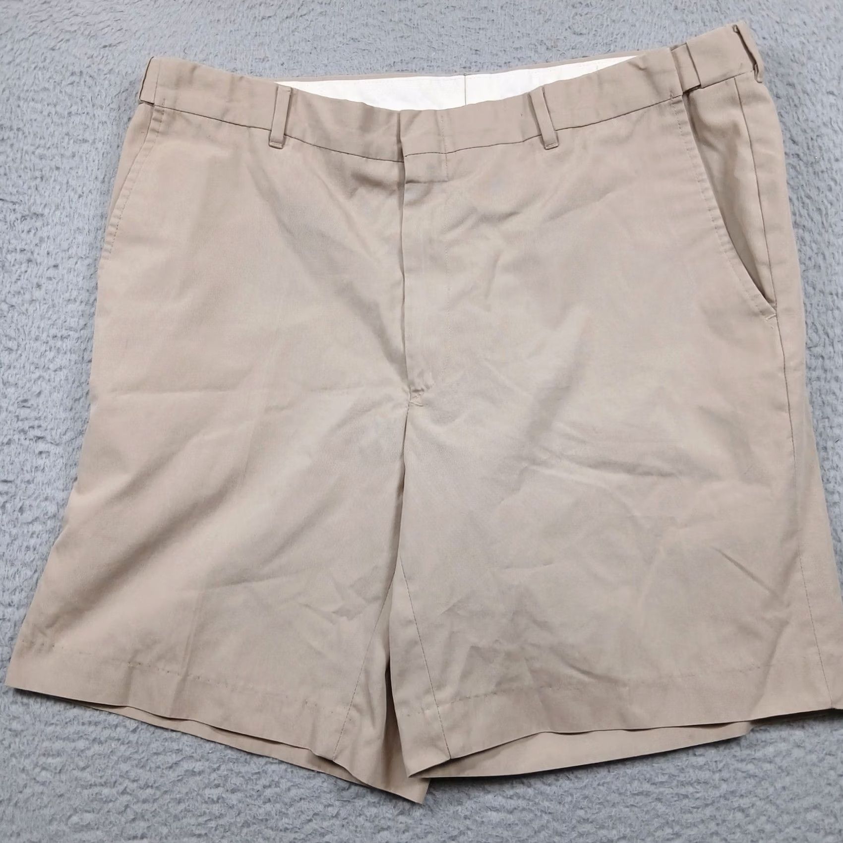 Berle Berle Mens Khaki Shorts 38R Tan Pleated Front 100% Cotton Chino Made in Mexico Size US 38 / EU 54 - 2 Thumbnail
