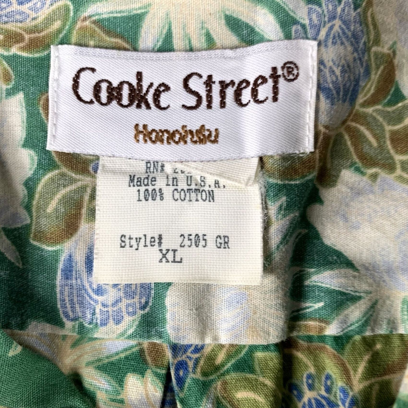 Vintage VINTAGE Cooke Street Shirt Mens XL GREEN Floral Button Hawaiian Made In USA COTTON Size US XL / EU 56 / 4 - 3 Thumbnail