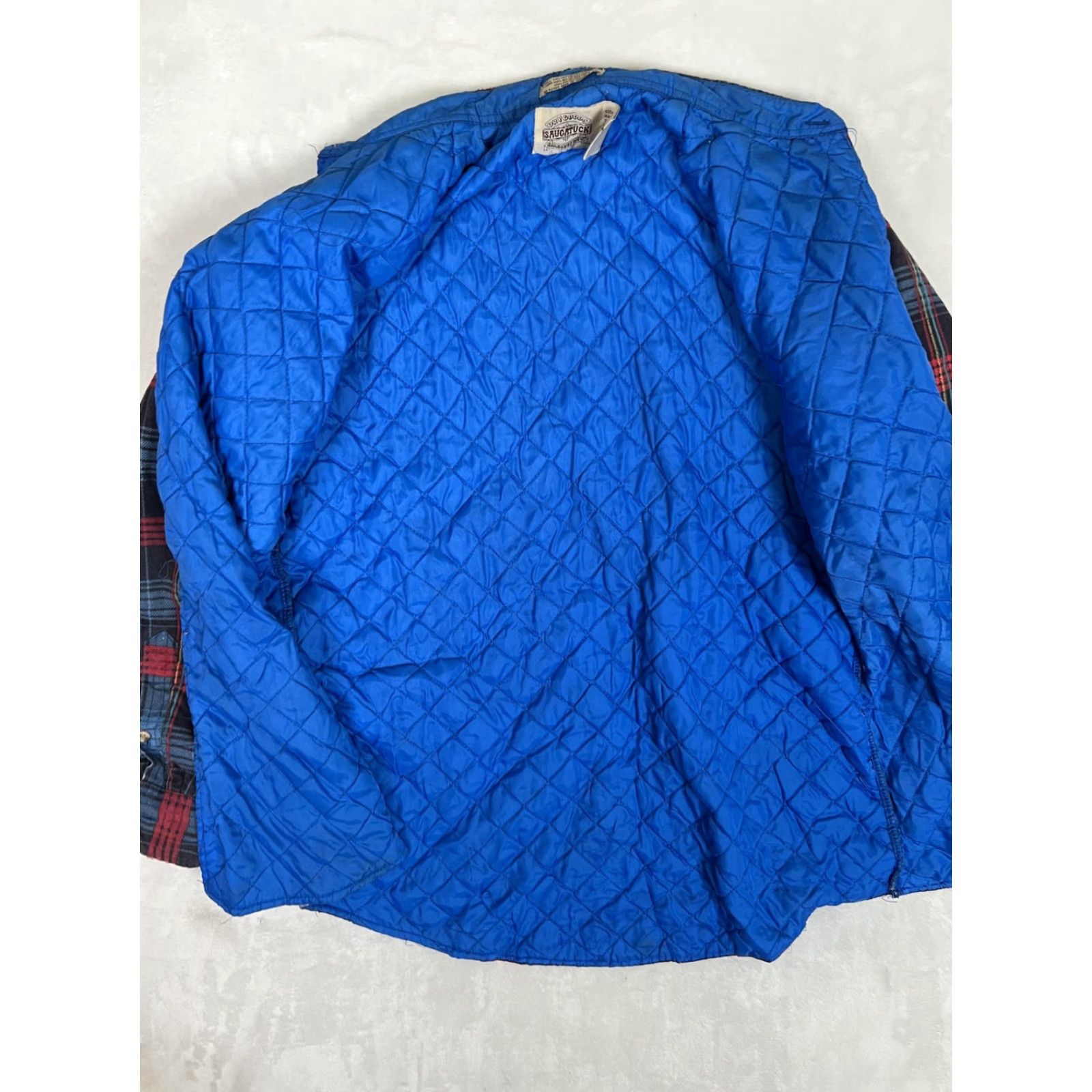 Vintage VINTAGE Saugatuck Dry Goods Jacket Mens Large Blue Plaid Quilted Flannel Lined Size US L / EU 52-54 / 3 - 7 Thumbnail