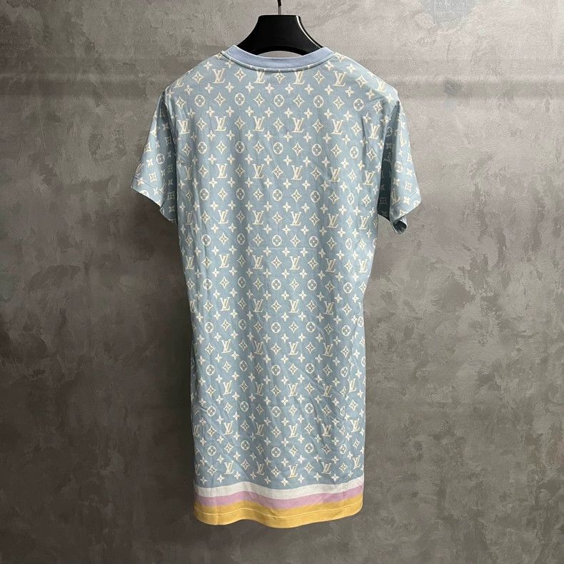 Louis Vuitton Louis Vuitton Blue Round Neck Full Print Mid-Waist Slim Mi Size L / US 10 / IT 46 - 5 Thumbnail