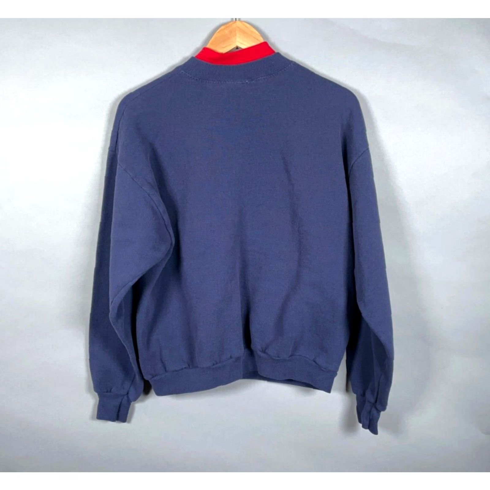 Lee VINTAGE Lee Sweatshirt Christmas Tree Embroidered Large Blue Pullover Mock Neck 90s Holiday Womens Size L / US 10 / IT 46 - 2 Thumbnail