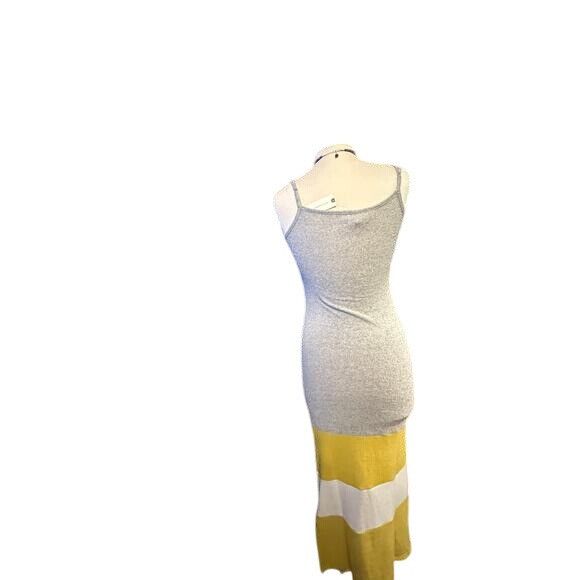 Anthropologie Anthropologie Sleeveless Midi Dress In Gray & Yellow Stripe Size S / US 4 / IT 40 - 4 Thumbnail